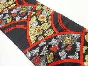 アンティーク　花に蝶模様織出し袋帯（材料）